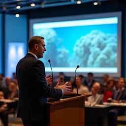 Un relatore durante un convegno sul patrimonio marittimo